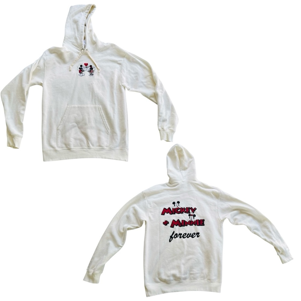 Disney Mickey and Minnie Forever Kisses Hoodie Size M Embroidered Love Romantic